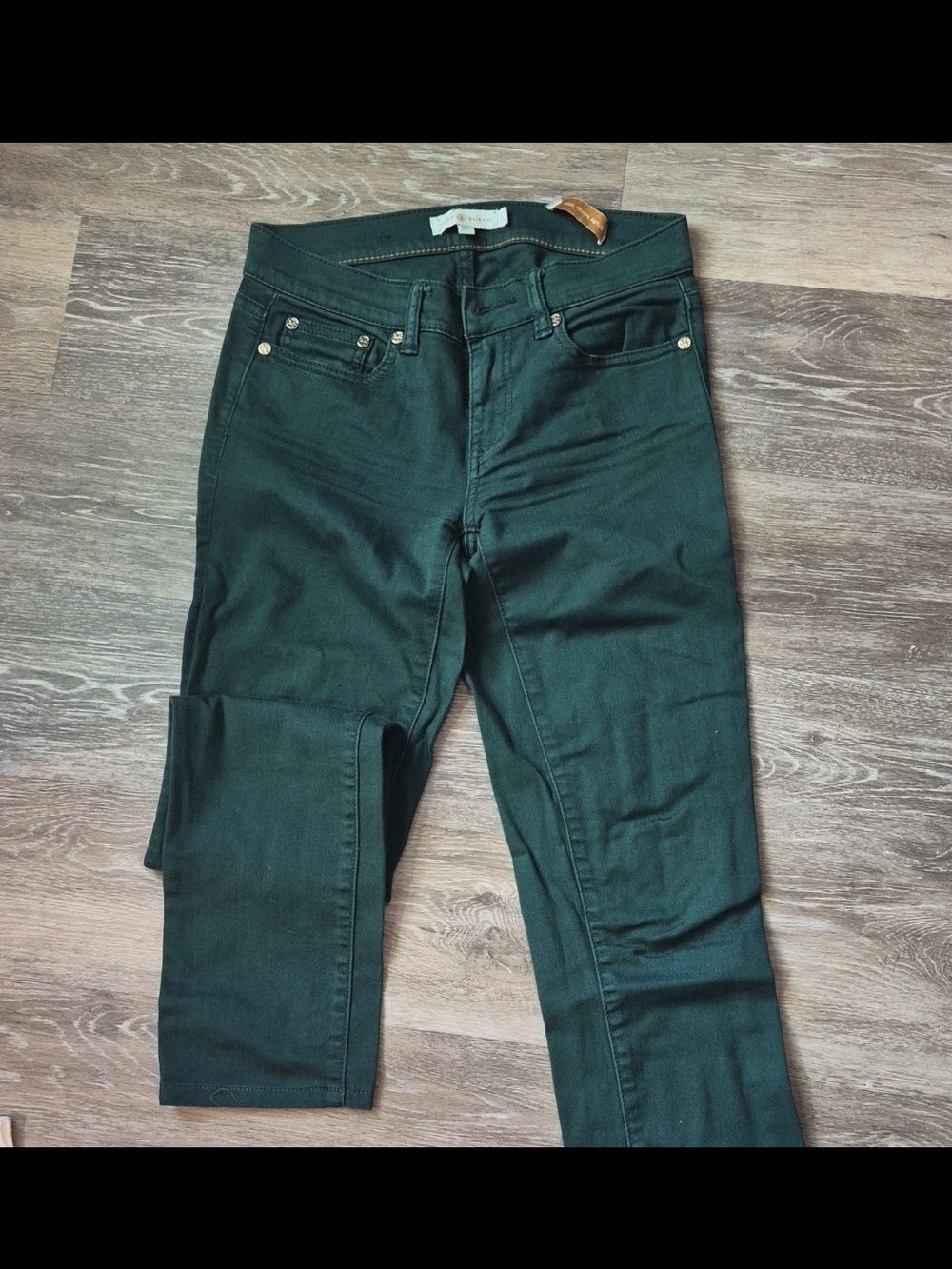 Tory Burch Forest Green Super Skinny Jeans